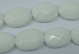 CPB338 15 inches 13*18mm faceted oval white porcelain beads