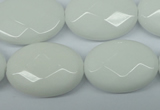 CPB340 15 inches 18*25mm faceted oval white porcelain beads