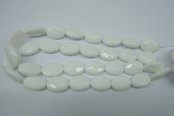 CPB340 15 inches 18*25mm faceted oval white porcelain beads