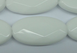 CPB341 15 inches 20*40mm faceted oval white porcelain beads