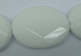 CPB342 15 inches 30*40mm faceted oval white porcelain beads