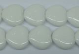 CPB350 15 inches 12*12mm heart white porcelain beads wholesale