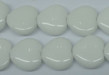 CPB351 15 inches 14*14mm heart white porcelain beads wholesale