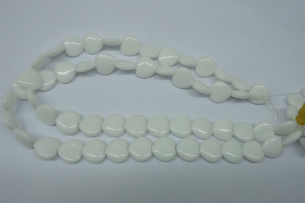 CPB351 15 inches 14*14mm heart white porcelain beads wholesale