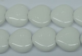 CPB352 15 inches 16*16mm heart white porcelain beads wholesale