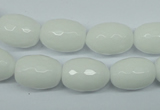 CPB355 15 inches 8*12mm faceted drum white porcelain beads wholesale