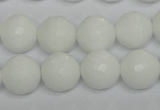 CPB36 15.5 inches 14mm faceted round white porcelain beads wholesale