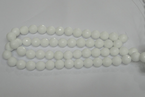 CPB36 15.5 inches 14mm faceted round white porcelain beads wholesale