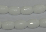 CPB41 15.5 inches 10*14mm faceted drum white porcelain beads