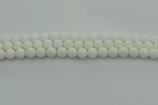 CPB413 15.5 inches 10mm round matte white porcelain beads