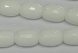 CPB42 15.5 inches 12*16mm faceted drum white porcelain beads