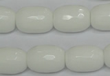 CPB43 15.5 inches 13*18mm faceted drum white porcelain beads