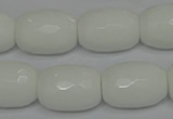 CPB44 15.5 inches 15*20mm faceted drum white porcelain beads