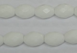 CPB46 15.5 inches 10*14mm faceted rice white porcelain beads