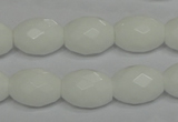 CPB47 15.5 inches 12*16mm faceted rice white porcelain beads