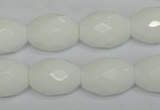 CPB48 15.5 inches 13*18mm faceted rice white porcelain beads