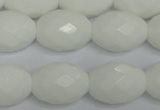 CPB49 15.5 inches 15*20mm faceted rice white porcelain beads