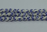 CPB511 15.5 inches 6mm round Painted porcelain beads