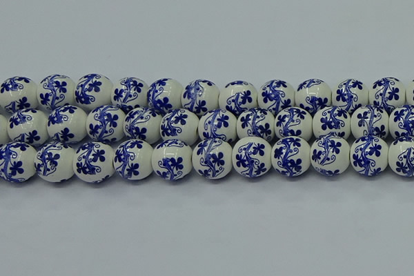 CPB511 15.5 inches 6mm round Painted porcelain beads