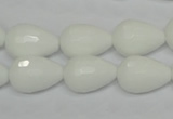 CPB52 15.5 inches 12*16mm faceted teardrop white porcelain beads