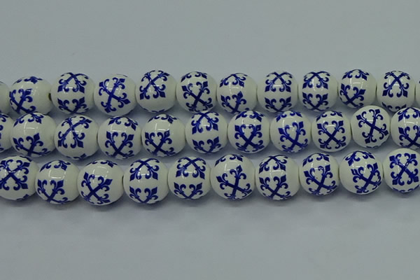 CPB522 15.5 inches 8mm round Painted porcelain beads