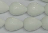 CPB54 15.5 inches 15*20mm faceted teardrop white porcelain beads