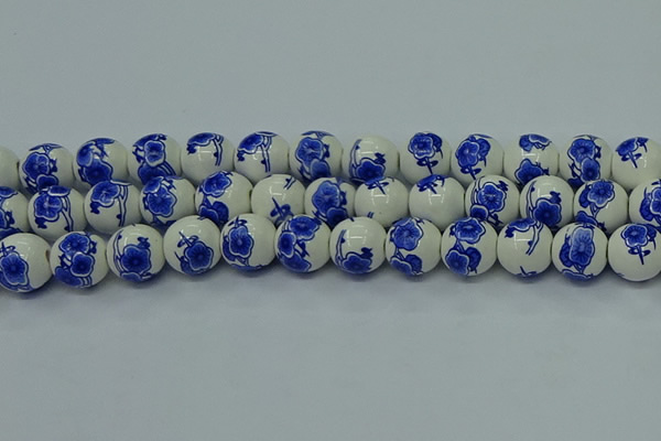 CPB544 15.5 inches 12mm round Painted porcelain beads