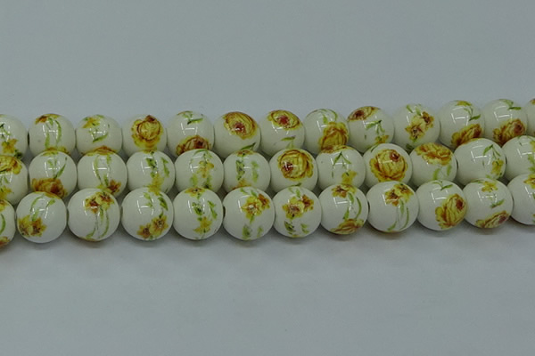 CPB563 15.5 inches 10mm round Painted porcelain beads