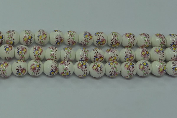 CPB572 15.5 inches 8mm round Painted porcelain beads