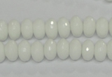 CPB59 15.5 inches 6*10mm faceted rondelle white porcelain beads