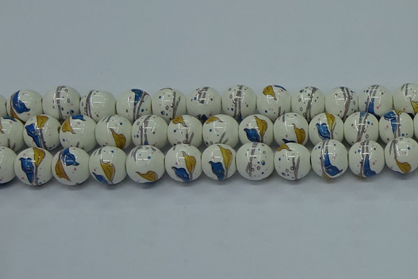 CPB591 15.5 inches 6mm round Painted porcelain beads