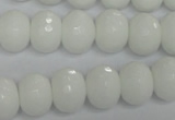 CPB61 15.5 inches 10*14mm faceted rondelle white porcelain beads