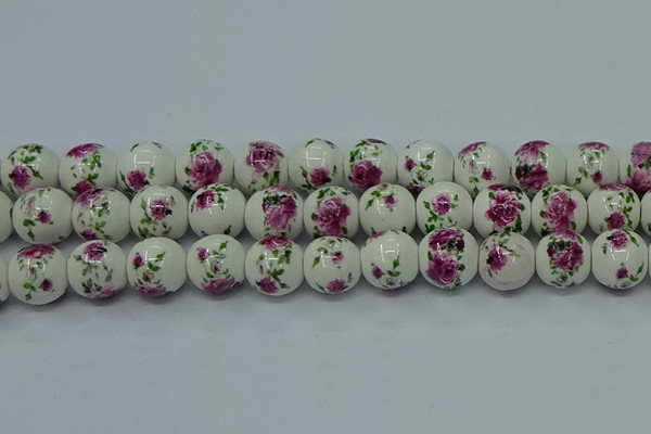 CPB632 15.5 inches 8mm round Painted porcelain beads