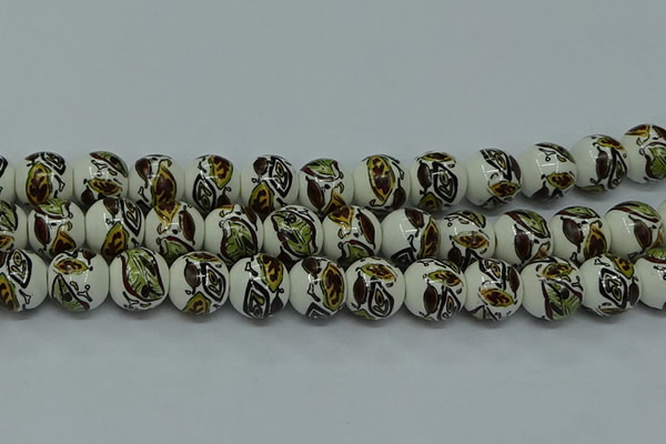 CPB644 15.5 inches 12mm round Painted porcelain beads