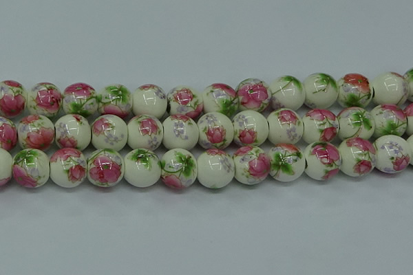 CPB651 15.5 inches 6mm round Painted porcelain beads