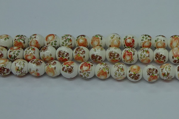 CPB673 15.5 inches 10mm round Painted porcelain beads