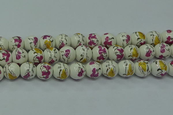 CPB691 15.5 inches 6mm round Painted porcelain beads