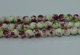 CPB701 15.5 inches 6mm round Painted porcelain beads