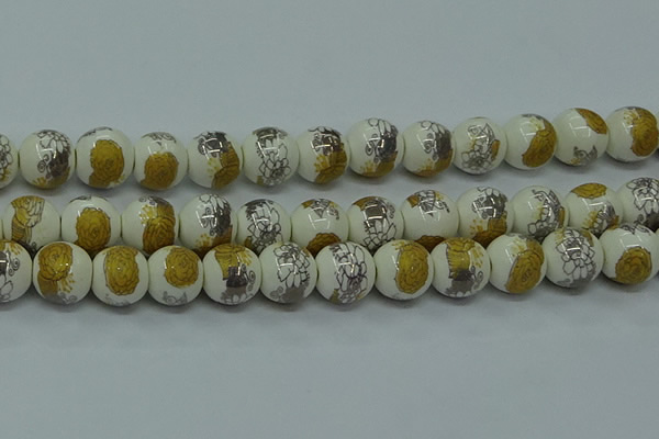 CPB751 15.5 inches 6mm round Painted porcelain beads