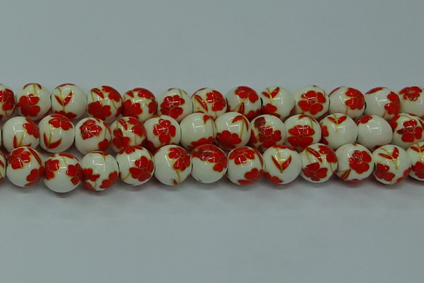 CPB762 15.5 inches 8mm round Painted porcelain beads