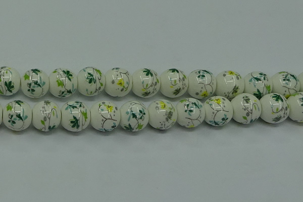 CPB781 15.5 inches 6mm round Painted porcelain beads