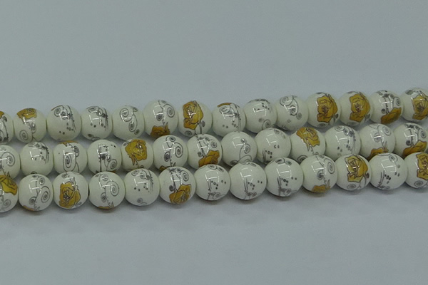 CPB804 15.5 inches 12mm round Painted porcelain beads