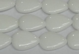 CPB91 15.5 inches 15*20mm flat teardrop white porcelain beads wholesale