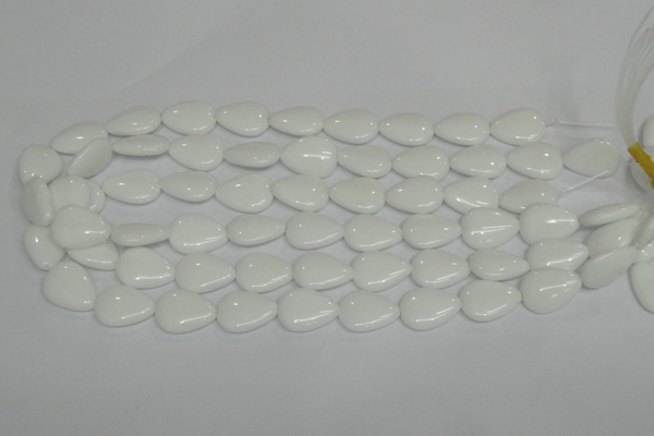 CPB91 15.5 inches 15*20mm flat teardrop white porcelain beads wholesale