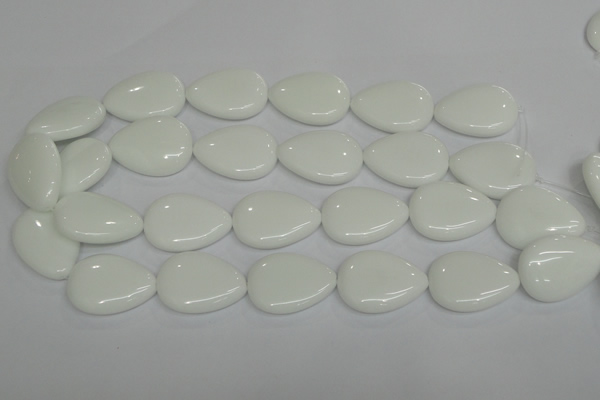 CPB93 15.5 inches 20*30mm flat teardrop white porcelain beads wholesale