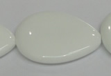 CPB94 15.5 inches 30*40mm flat teardrop white porcelain beads wholesale