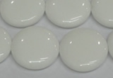 CPB99 15.5 inches 20mm flat round white porcelain beads wholesale