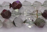 CPC16 15.5 inches 8mm faceted nuggets green phantom quartz beads