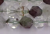 CPC18 15.5 inches 12mm faceted nuggets green phantom quartz beads