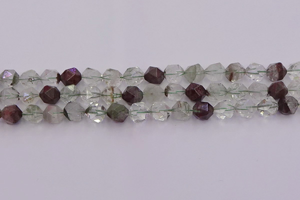 CPC18 15.5 inches 12mm faceted nuggets green phantom quartz beads